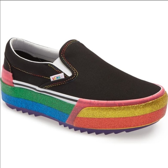 Vans Classic Slip-On Stacked Sneakers: Rainbow - Picture 3 of 15